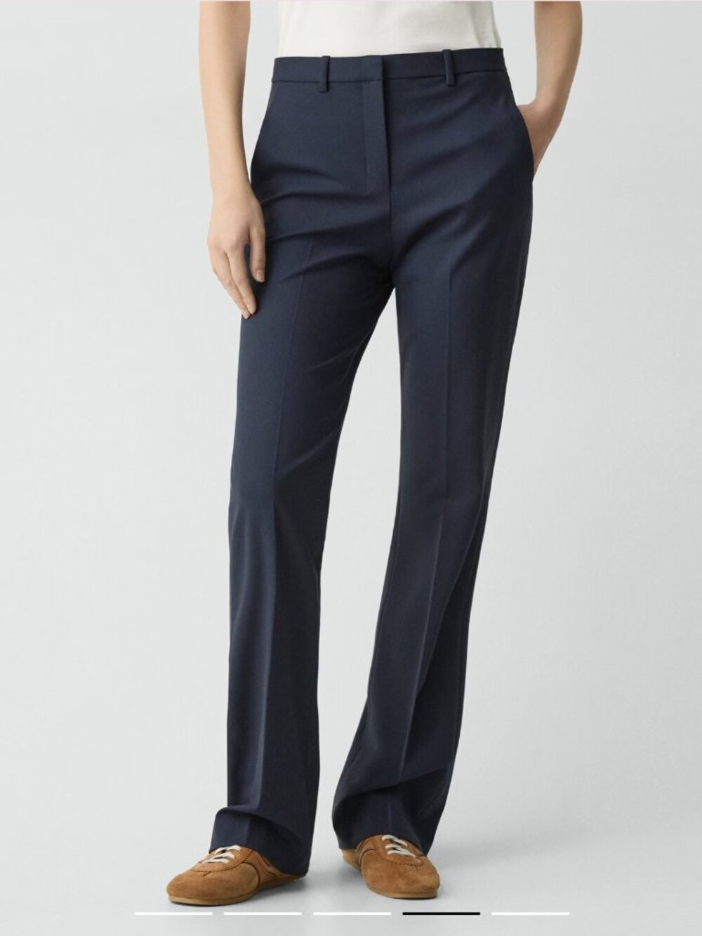 Theory Navy Slim Fit Flare Trousers size 6